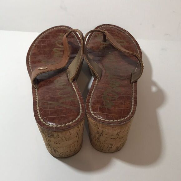 Euc Sam Edelman Wedge Sandals Leather Size 7M - Picture 4 of 6